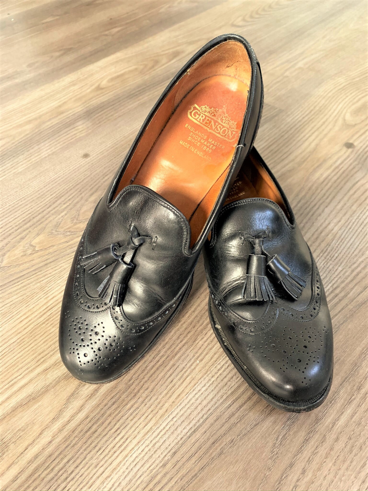 Black Wingtip Tassel Loafers 