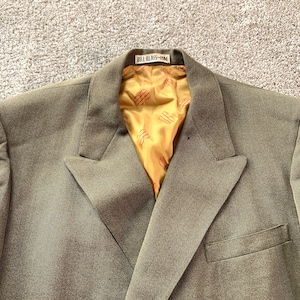 Vintage 60s Bill Blass Olive Green Double Breasted Mod Sport Coat 40L