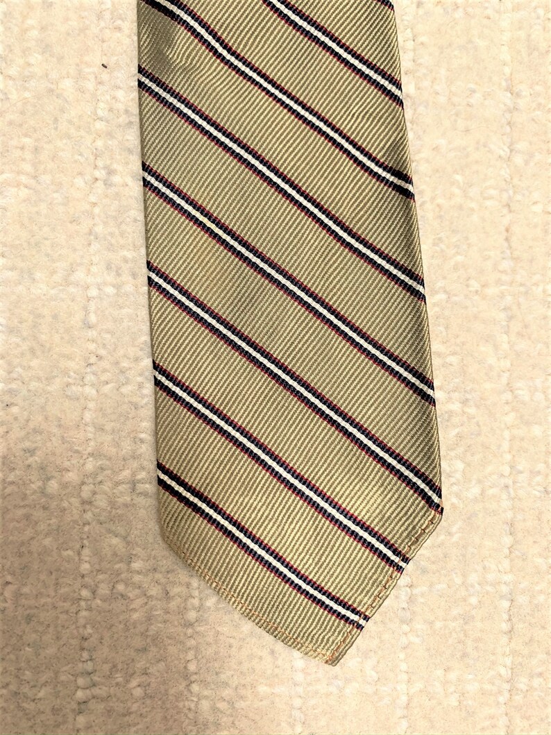 Vintage 60s Neil/'s Beige Maroon Repp Stripe Skinny Tie