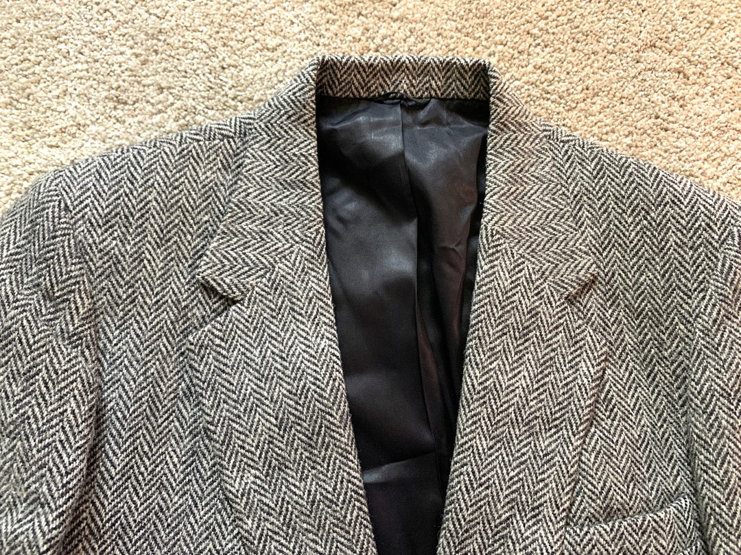 Vintage 80s Stafford Gray Herringbone Harris Tweed Blazer 40 - Etsy