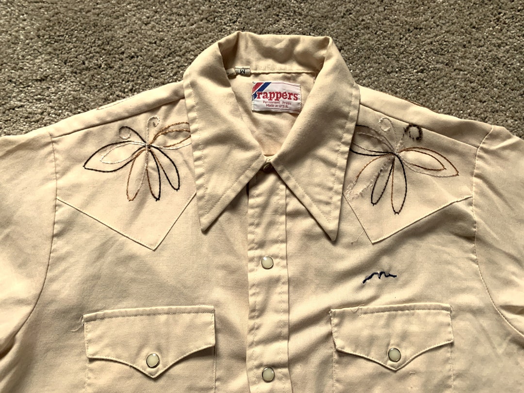 トップス Made in USA 1970's~ FARAH western shirt Vintage 70s Farah Western Wear Button Up Shirt Tan Polyester