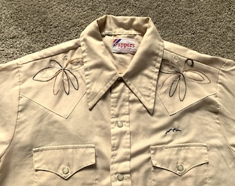 Vintage 80's Karman Embroidered Western Shirt Size S Made in Vintage 80's Karman Embroidered Western Shirt Size S Made in