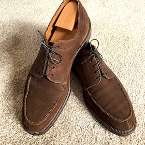 Vintage 50s Stacy Adams Custom Made Brown Suede Split Toe Shoes 13.5