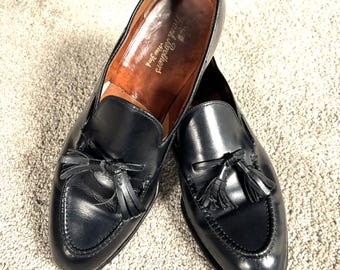 Mocasines Frank Brothers negros con borlas, estilo vintage de los años 50, talla 9B