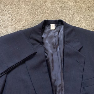 Vintage 80s Hickey Freeman Dark Blue Multicolor Pinstripe Suit 44R 39x29