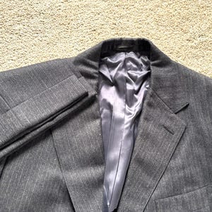 Vintage 80s J. Press Blue Herringbone Flannel Sack Suit 3 Roll 2 40, 36x30