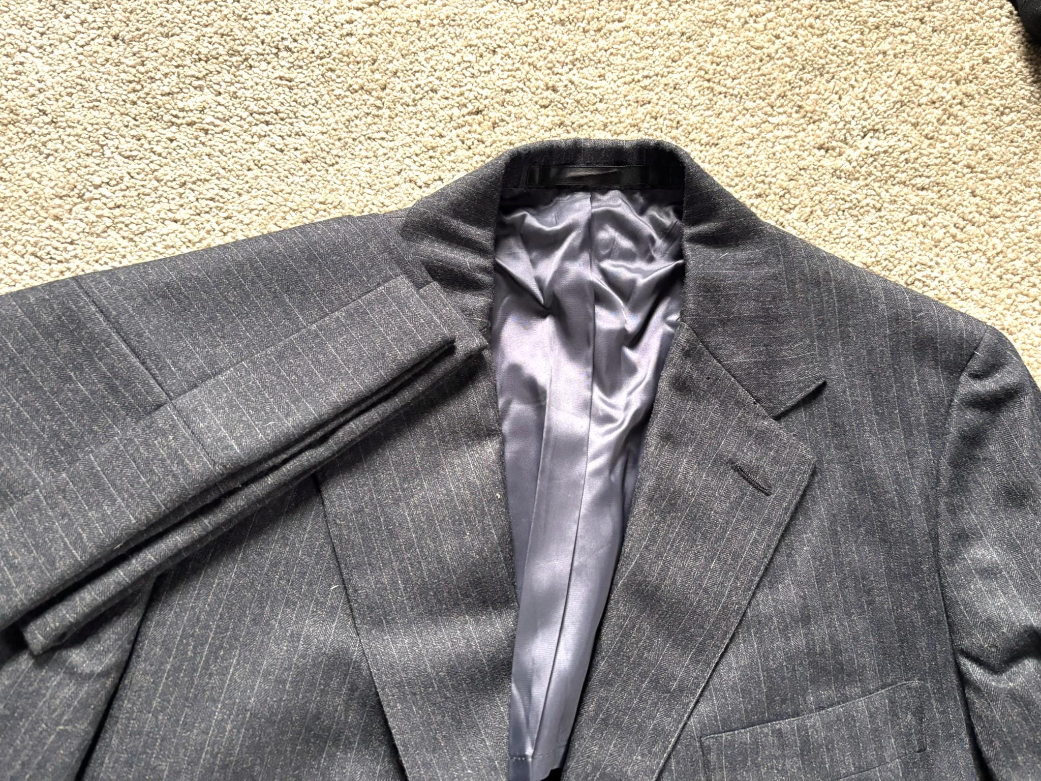 Vintage 80s J. Press Blue Herringbone Flannel Sack Suit 3 Roll 2