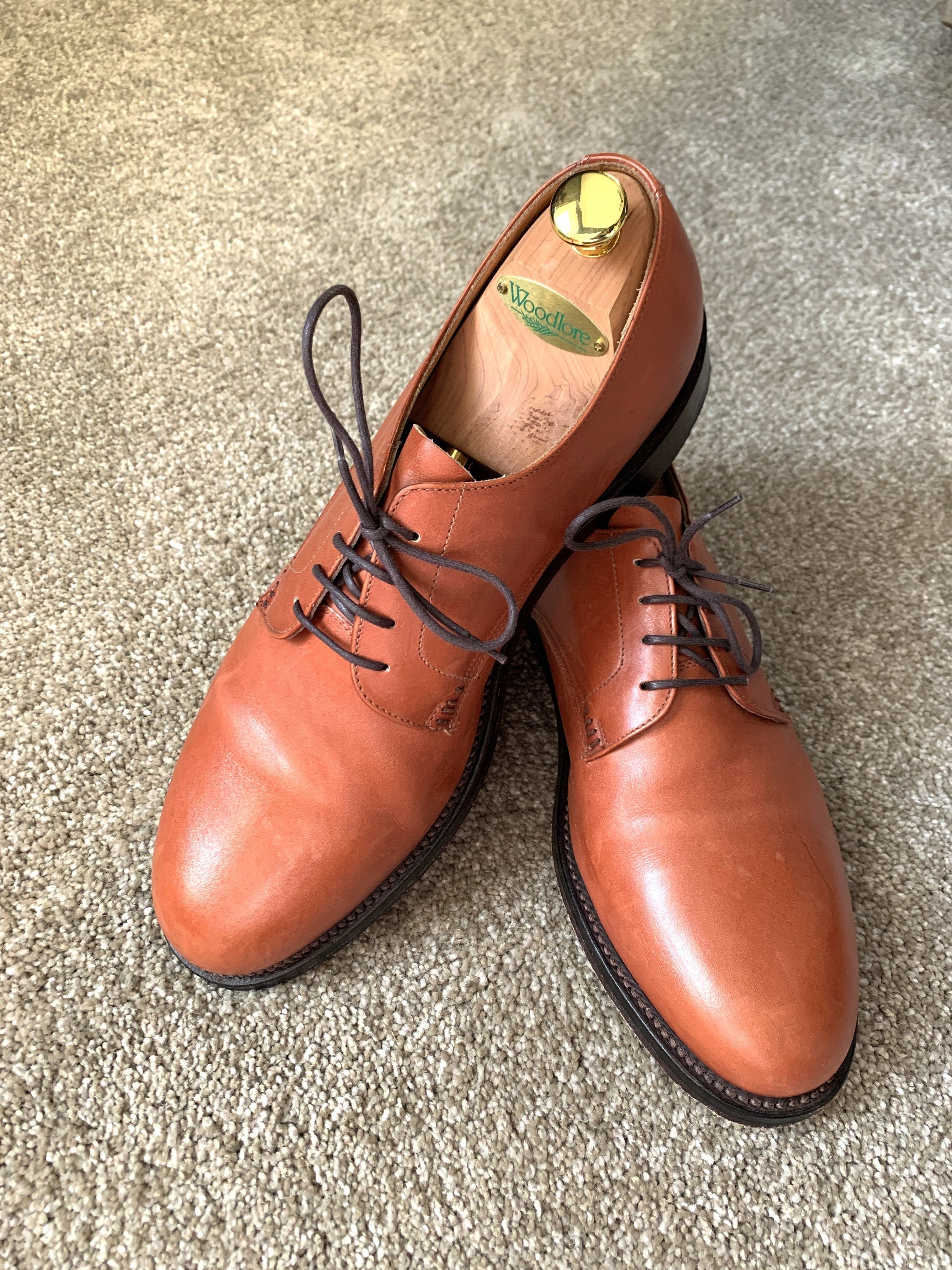 Vintage Ducker & Son the Turl Oxford Tan Plain Toe Blucher UK 10.5