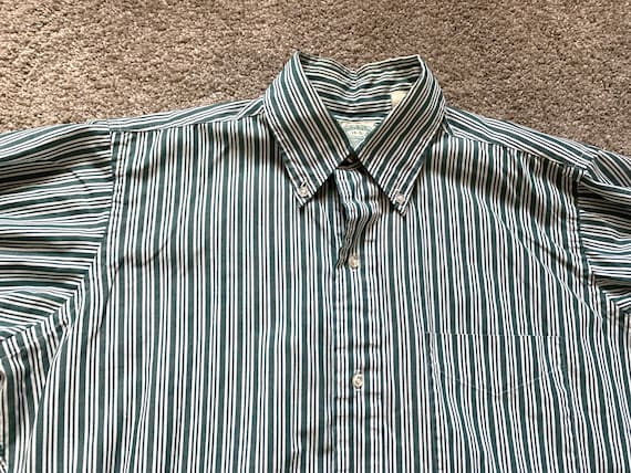 Green striped oxford shirt deals