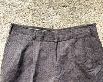 Vintage 50s Brown Gray Black Red Flecked Drop Loop Pants 36x28