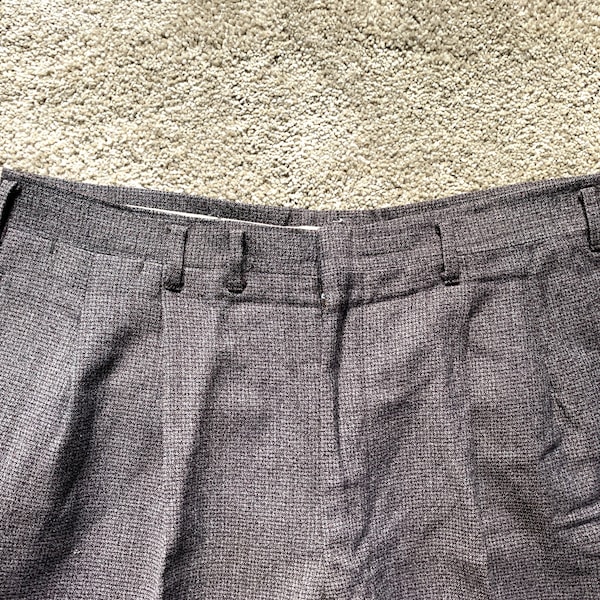 Vintage 50s Brown Gray Black Red Flecked Drop Loop Pants 36x28