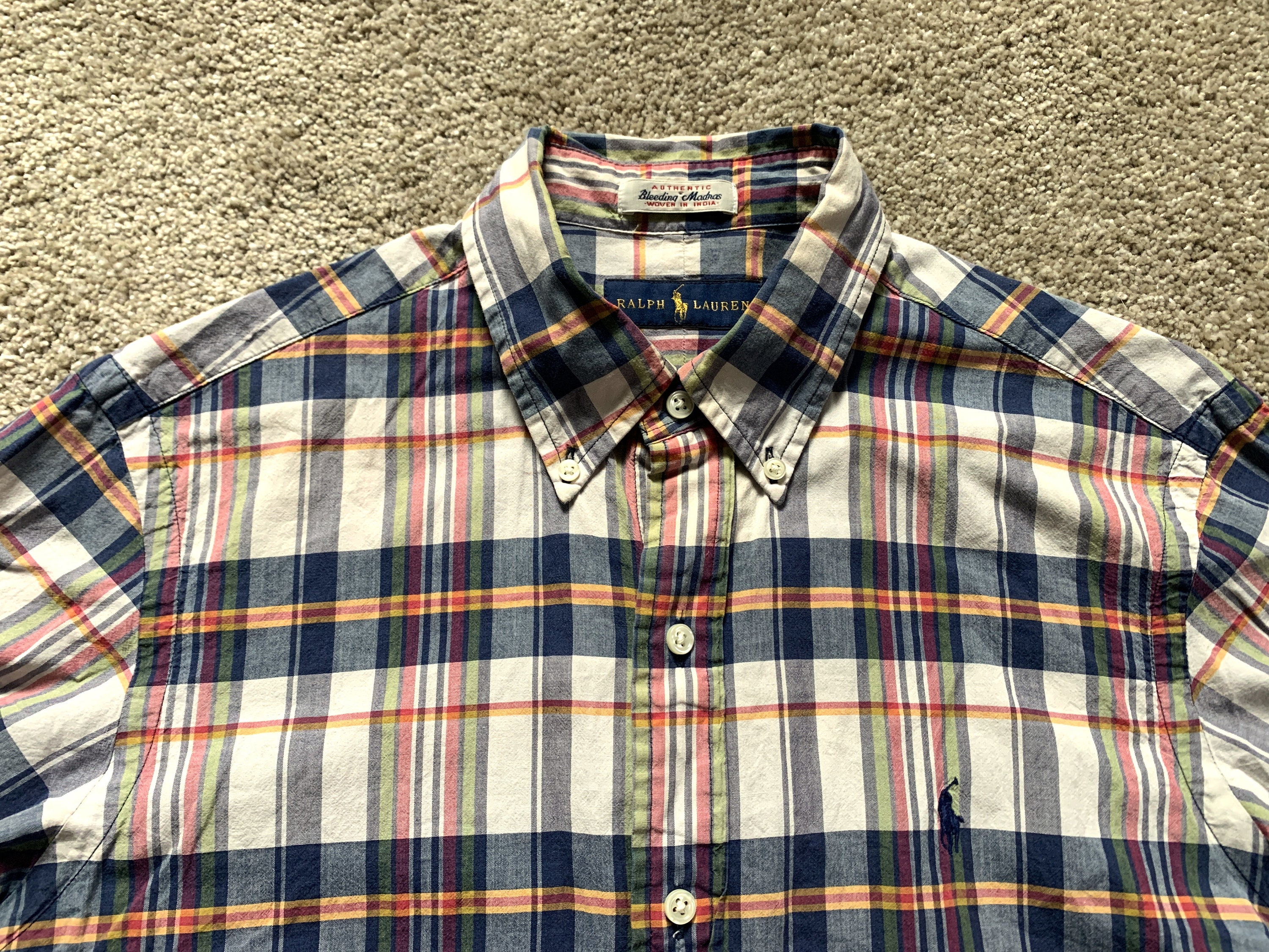 Vintage Ralph Lauren Authentic Bleeding Madras Short Sleeve Shirt