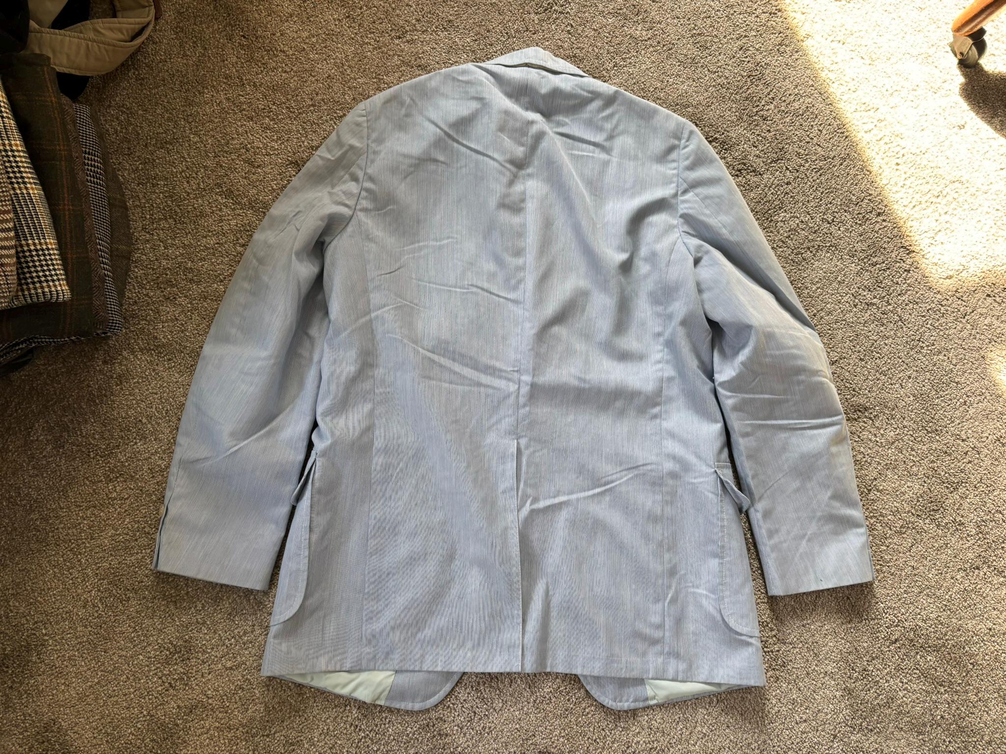 Vintage 70s Brooks Brothers Blue White Striped Pincord Wash N Wear