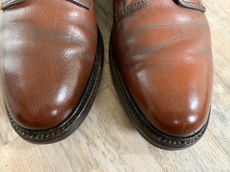 Vintage 90s Florsheim Royal Imperial Tan Plain Toe Blucher Shoes 9D