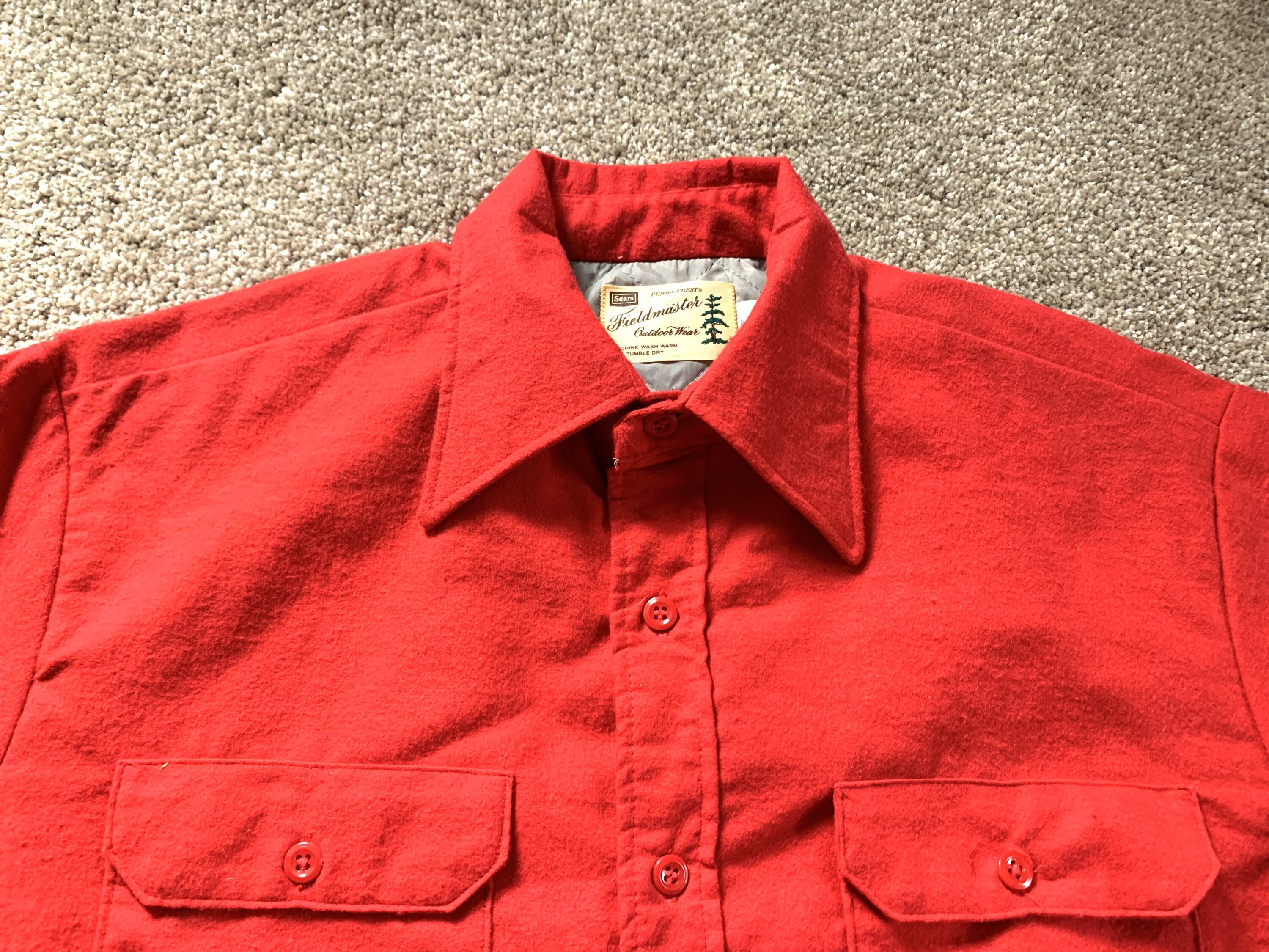Vintage 70s Sears Fieldmaster Red Flannel Shirt Jacket XL Vintage 70s Sears Fieldmaster Red Flannel Shirt Jacket XL