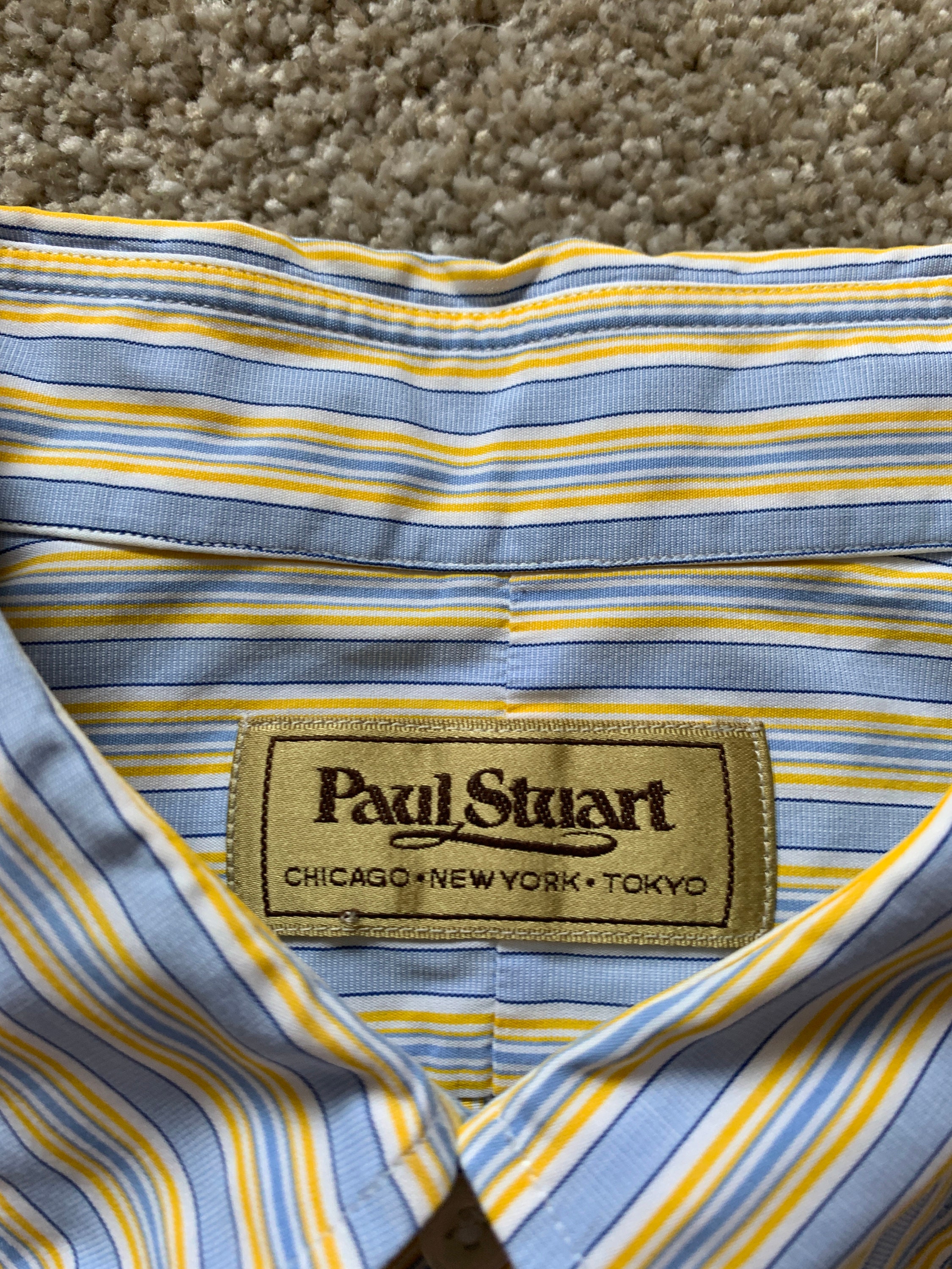 Newer Vintage Paul Stuart Blue Yellow Stripe Oxford Shirt Large - Etsy