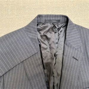 Vintage 80s 1989 Dated Ermenegildo Zegna Dark Blue Suit 46 Vintage 80s 1989 Dated Ermenegildo Zegna Dark Blue Suit 46