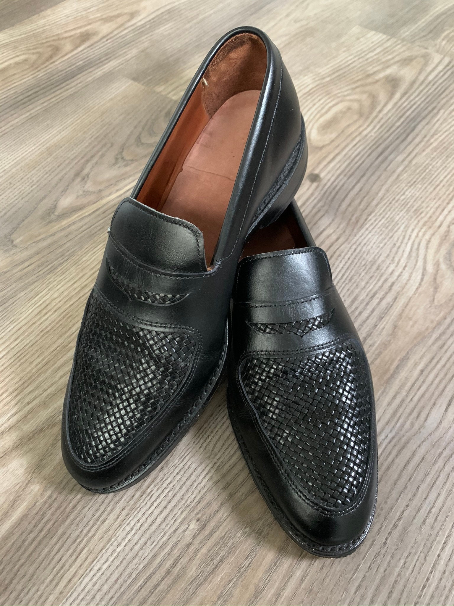 Newer Vintage Allen Edmonds Black Woven Loafers 6.5E | Etsy