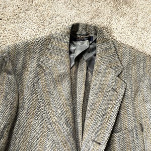 Vintage 70er Jahre Brooks Brothers Grau Blau Orange Gestreift Herringbone 3 Rolle 2 Tweed Sack Sport Mantel 40 ML