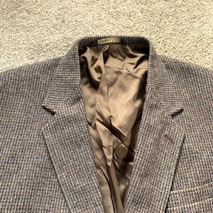 Vintage 80s Annie Brown Gray Tweed Sport Coat 46XT