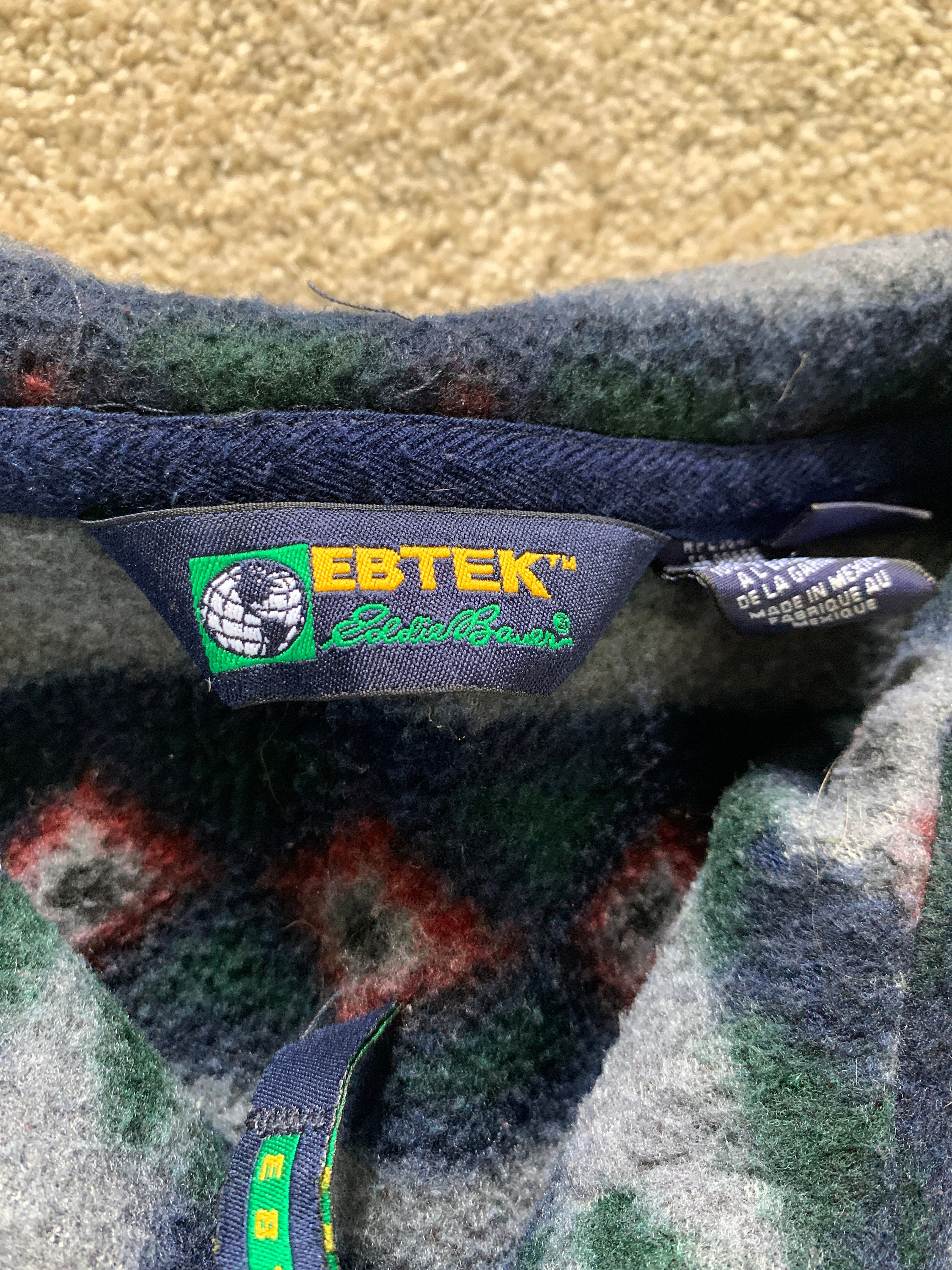 Vintage 90s Eddie Bauer EBTEK Aztec Print Fleece Pullover 