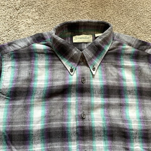 Deadstock Vintage 90s St. John&#39;s Bay Shadow Plaid Flannel Shirt Medium