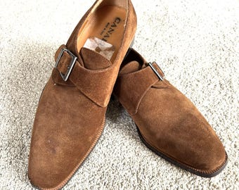 Newer Vintage Canali Brown Suede Monkstrap Loafers Size 40