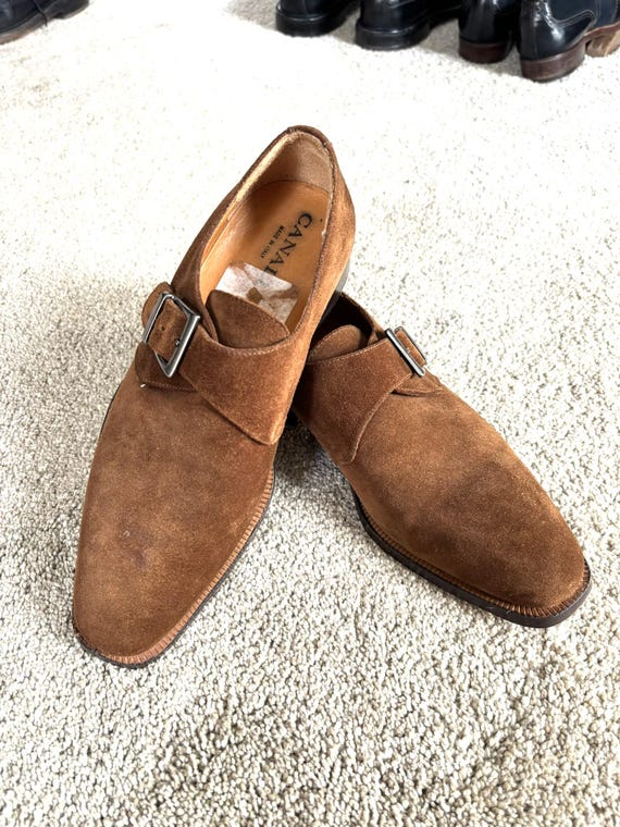 Newer Vintage Canali Brown Suede Monkstrap Loafers Size 40  display picture 2