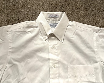 Camisa vintage de los años 80 de Huntington, color blanco, de tela Oxford, talla OCBD 15-31, nueva, sin usar.