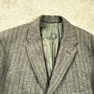 Vintage 50er Jahre Halstan Ltd. Braun Schwarz Gestreifter Tweed Sport Mantel 40er