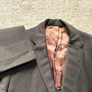 Vintage 50s Phoenix Brown Black Check Flannel Sack Suit 38, 32x33