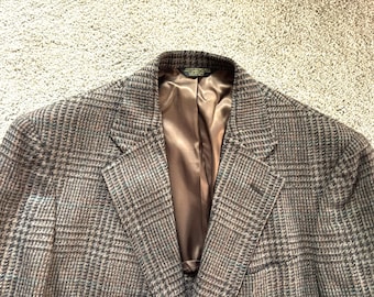 Vintage 80s Hill & Archer Gray Herringbone Tweed Sport Coat 44R