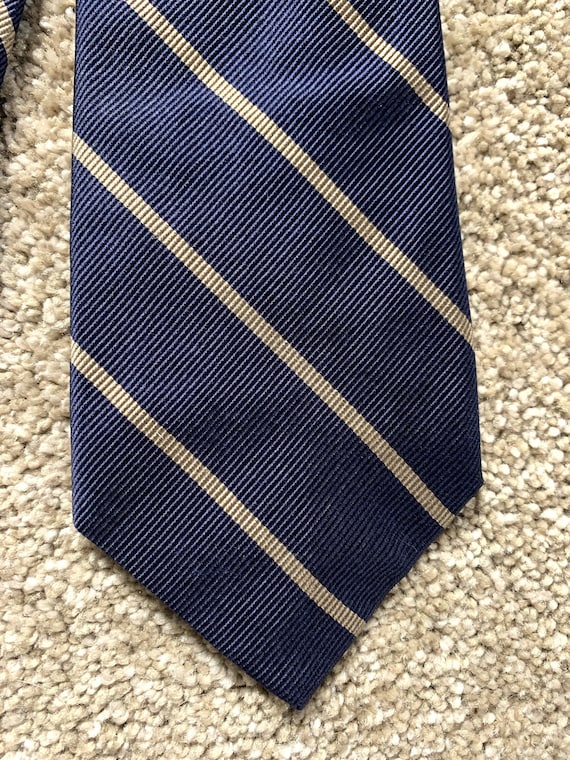 Vintage 80s Lands End Blue Gray Repp Stripe Tie