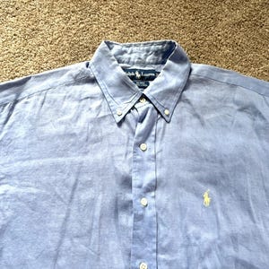 Vintage Ralph Lauren Blake Light Blue Linen Oxford Shirt Medium - Etsy