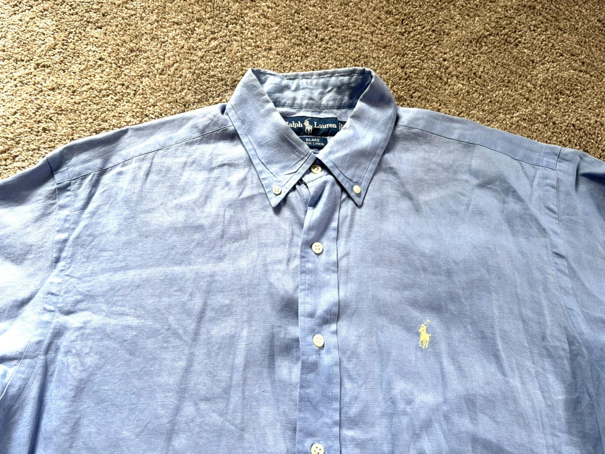 Vintage Ralph Lauren Blake Light Blue Linen Oxford Shirt Medium - Etsy