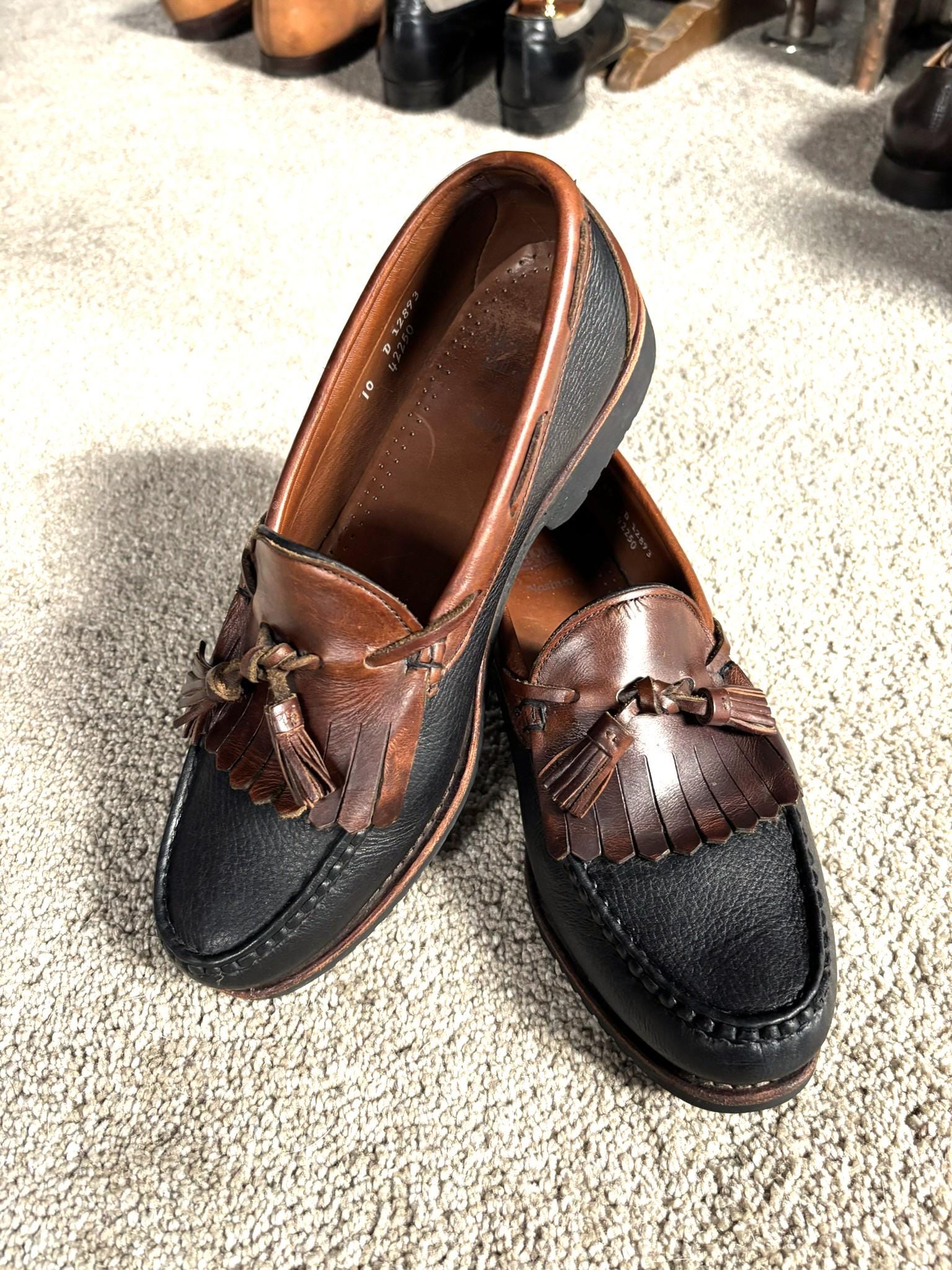 Vintage Allen Edmonds Nashua Brown Black Moc Toe Kiltie Tassel