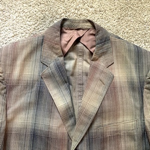 Vintage 50s Palm Beach Wash &#39;N Wear Flecked Shadow Plaid Sport Coat 38L