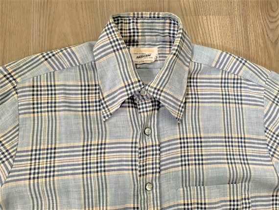 Vintage 60s National Light Blue Plaid Shirt Medium | Etsy