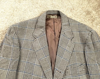 Vintage 50s Brooks Brothers Gray Herringbone 3 Roll 2 Tweed Sack