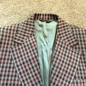 Vintage 70s Merit Gray Red Plaid Sport Coat 40