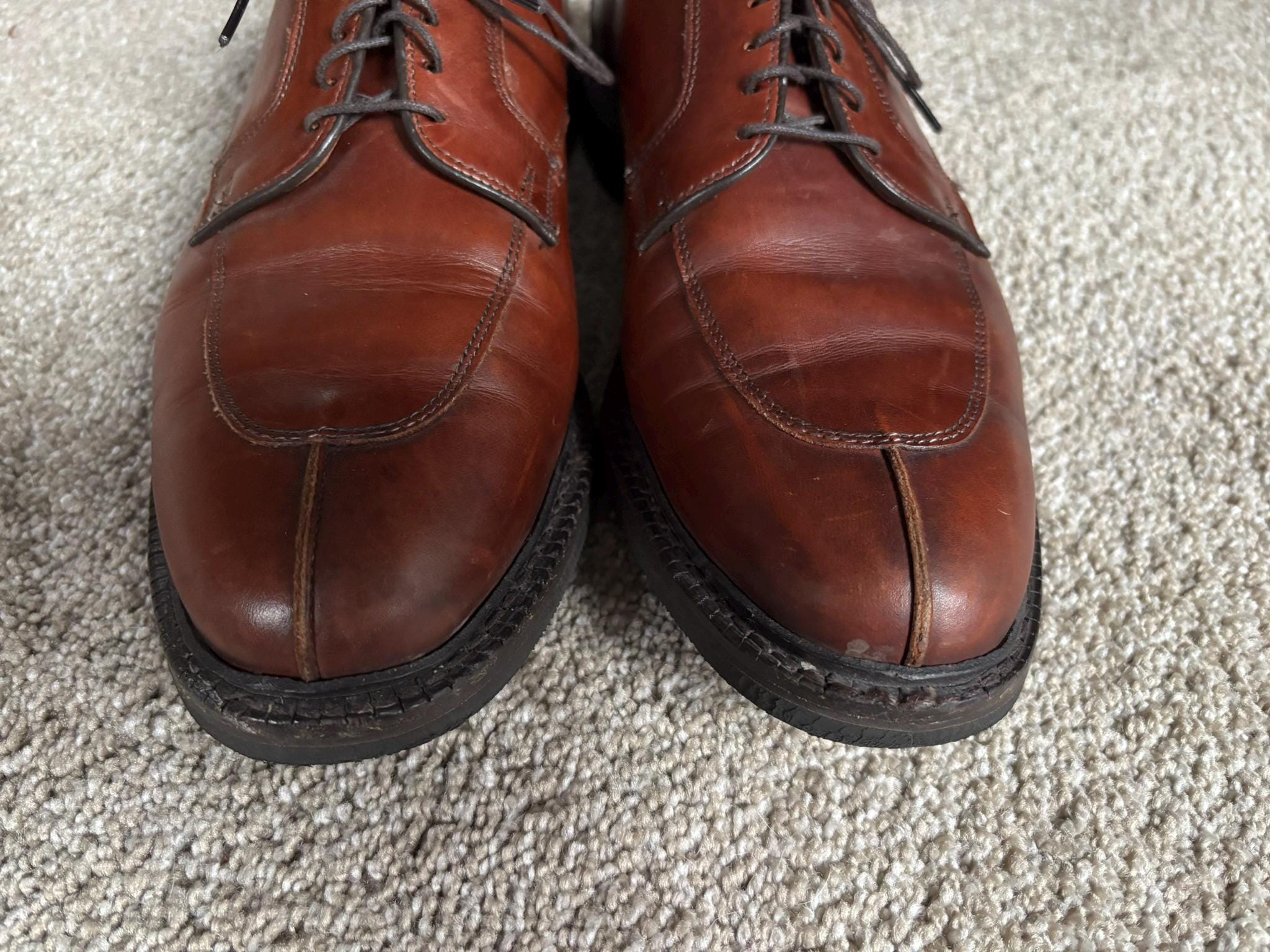 Vintage Allen Edmonds Ashton Orthotic Brown Split Toe Shoes 