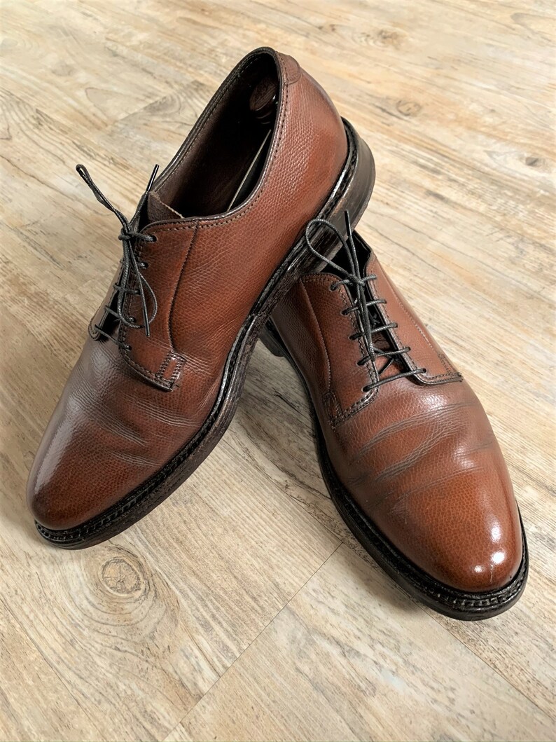 Vintage 90s Florsheim Royal Imperial Tan Plain Toe Blucher Shoes 9D