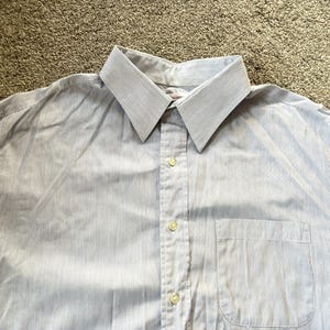 Vintage Brooks Brothers USA Made Blue White Striped Dress Shirt 17-3