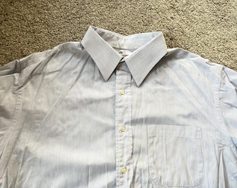 Vintage Brooks Brothers USA Made Blue White Striped Dress Shirt 17-3