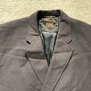 Vintage 60s Society Brand Brown Black Herringbone Overcoat 42-44