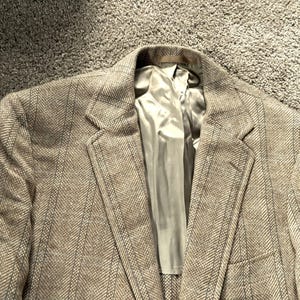 Vintage 60er Jahre J. Press Tan Blue Herringbone Karo Tweed 3 Rolle 2 Sack Sport Mantel 41