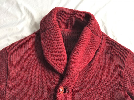 Vintage 1920s 1930s Heavy Wool Shawl Collar Cardig