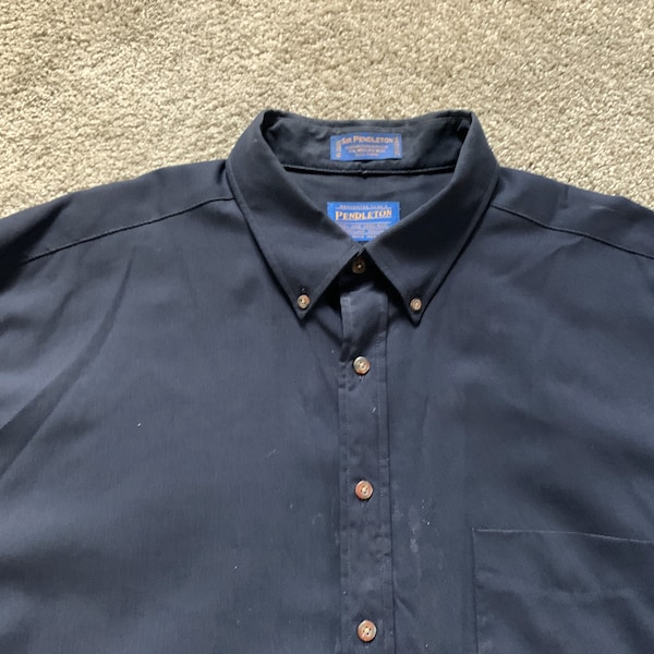 Vintage 90s Sir Pendleton Dark Blue Wool Shirt XXL
