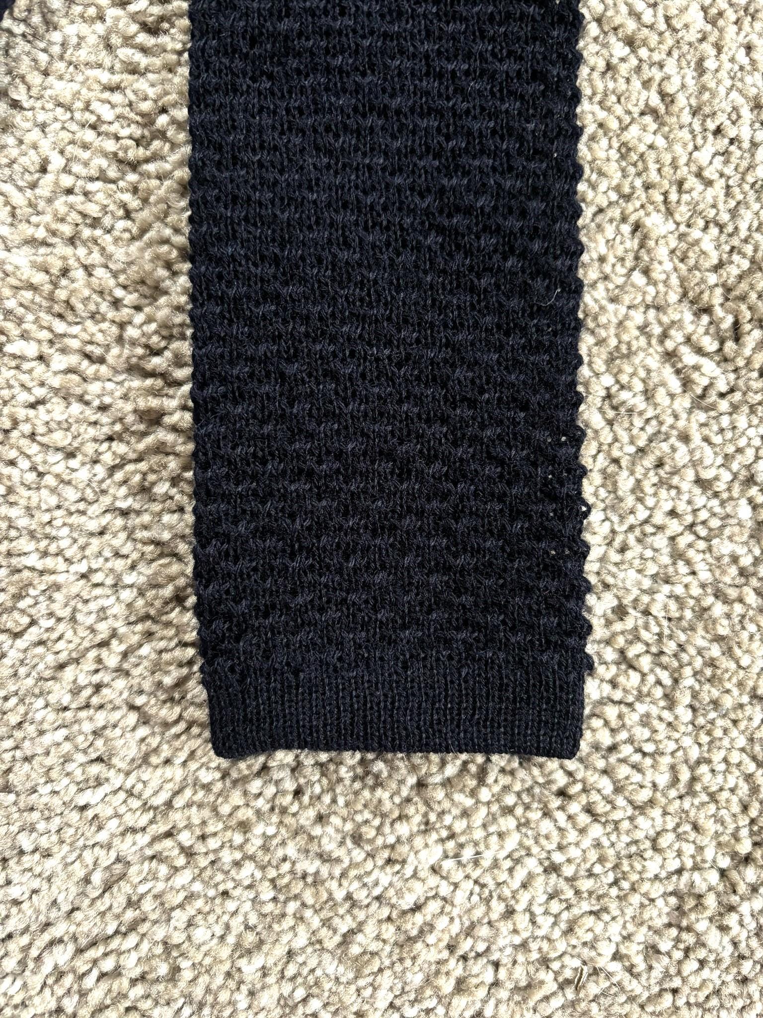 Vintage 80s Brittania Navy Blue Wool Crunchy Knit Tie