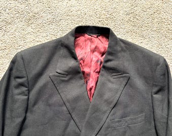 Vintage 60s Eagle Clothes Black Hopsack Double Breasted Mod Sport Coat 40-42